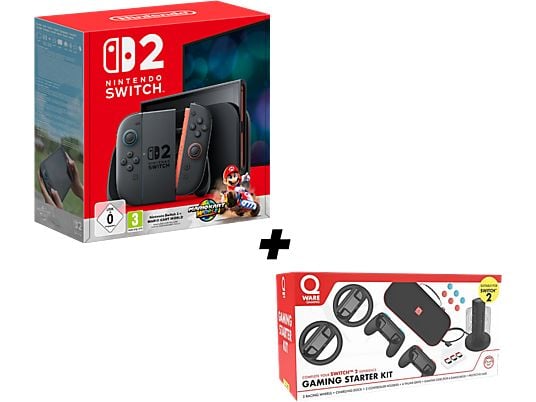 NINTENDO Switch 2 - Spelconsole + Mario Kart World + QWARE Starter Kit Black Bundel 256 GB